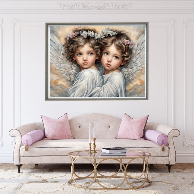 Baby Angels Soeurs Art Moderne Poster (Baby Angels Sisters Modern Art Poster)