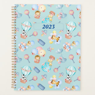Baby Animal Balloon Toys Blue Themed Personalized Planner