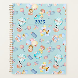 Baby Animal Balloon Toys Blue Themed Personalized Planner
