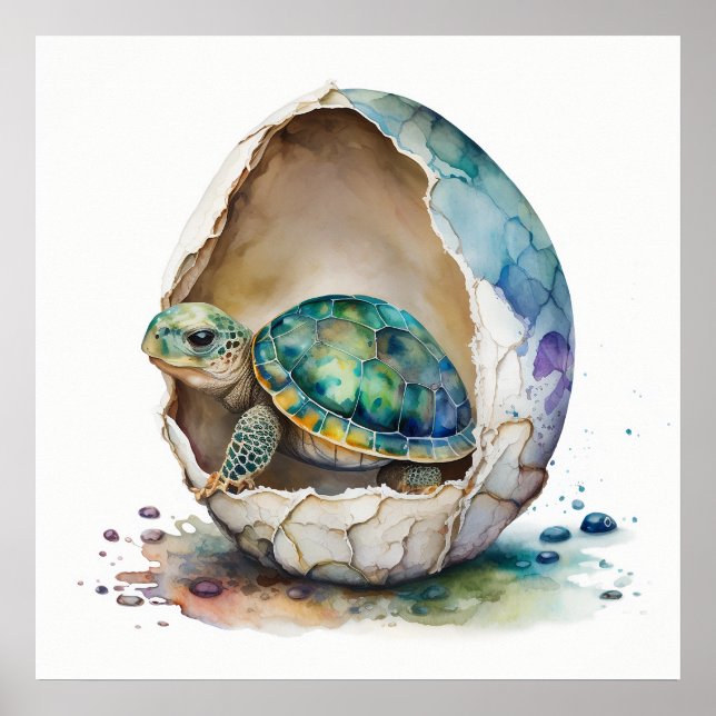 Baby Animal for Nursery, Cute turtle poster (Front)