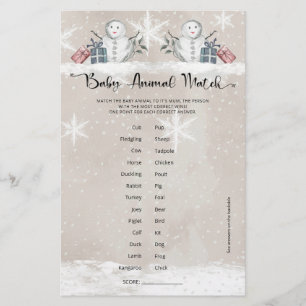 Baby Animal Match Snowman Baby Shower