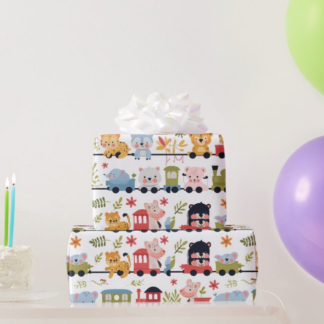 Baby Animal Train Wrapping Paper (Party Gifts)