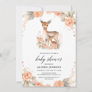 Baby Animals and Flowers Baby Shower Invitation