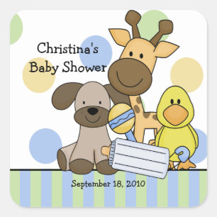 Baby Animals Baby Shower Square Sticker