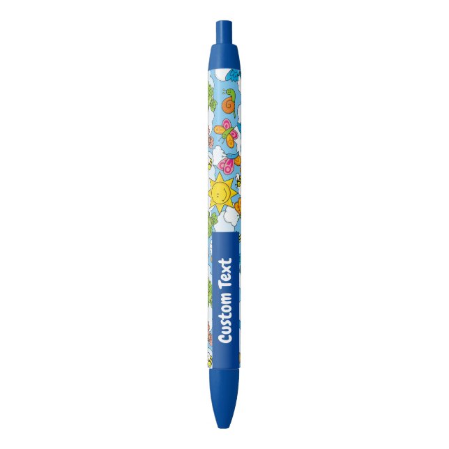 Baby Animals Background Blue Ink Pen (Front Vertical)