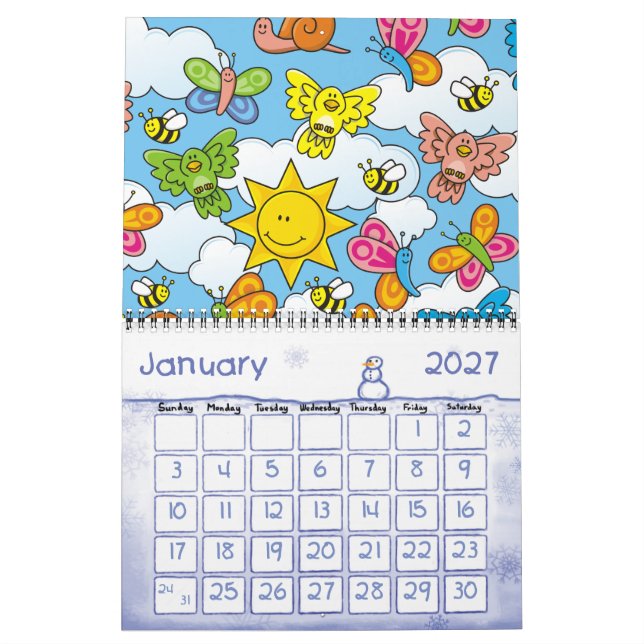 Baby Animals Background Calendar (Jan 2027)