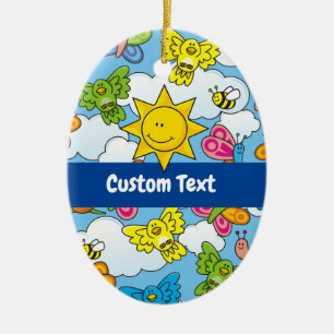 Baby Animals Background Ceramic Ornament