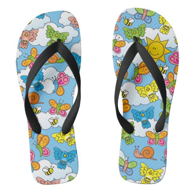 Baby Animals Background Flip Flops (Footbed)