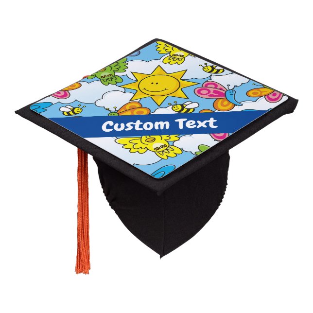 Baby Animals Background Graduation Cap Topper (Angled)
