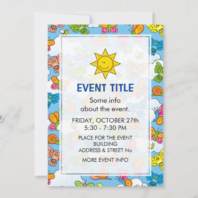 Baby Animals Background Invitation (Back)