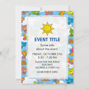 Baby Animals Background Invitation