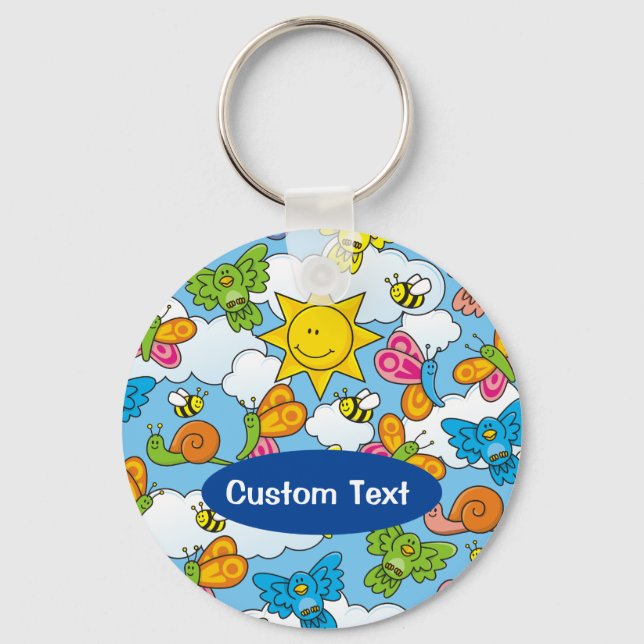 Baby Animals Background Keychain (Front)