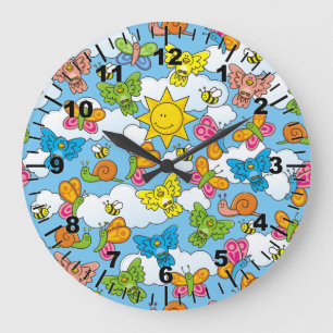 Baby Animals Background Large Clock