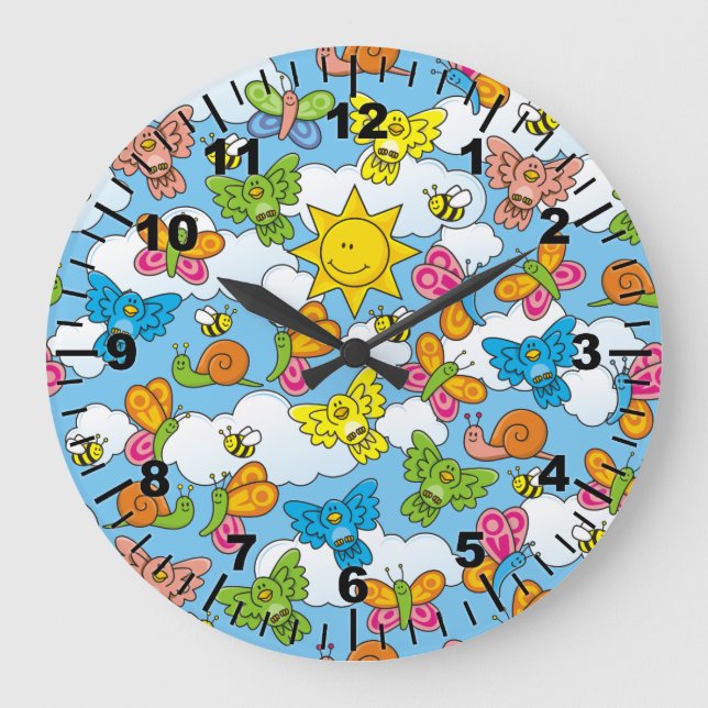 Baby Animals Background Large Clock (Front)