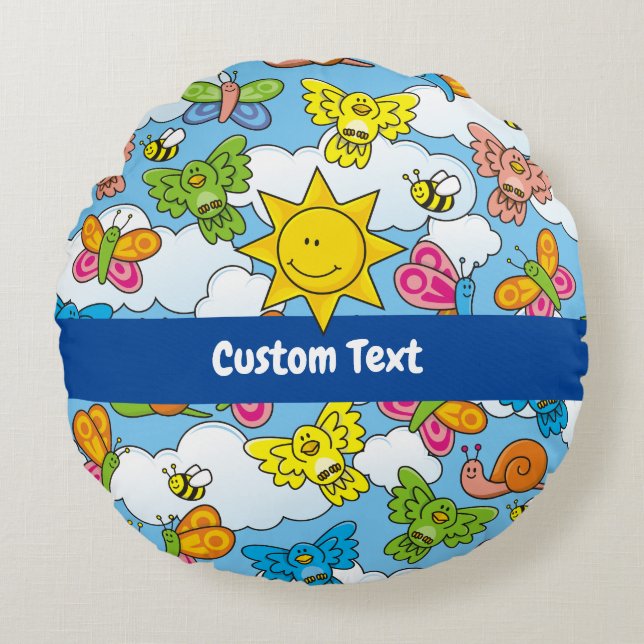 Baby Animals Background Round Pillow (Front)