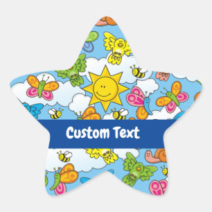 Baby Animals Background Star Sticker
