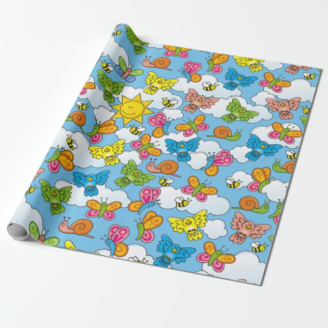 Baby Animals Background Wrapping Paper (Unrolled)