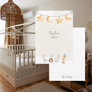Baby Animals & Balloons Cute Shower Thank You Card