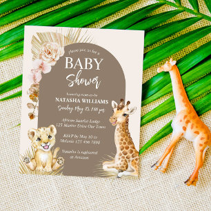 Baby animals brown baby shower budget invitation