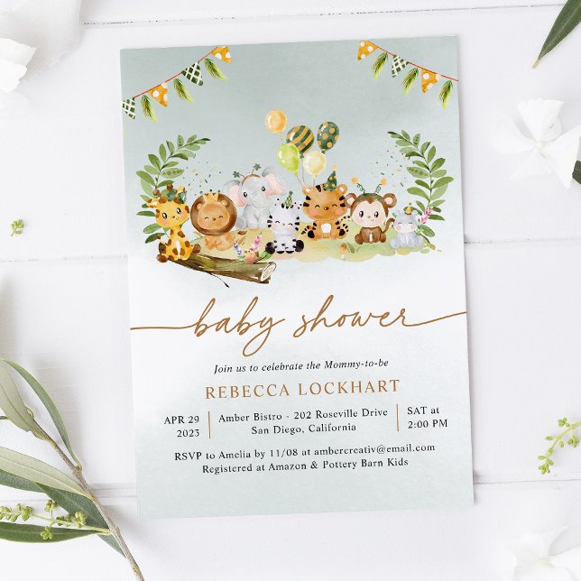 Baby Animals Celebrate Boy Baby Shower Invitation (Creator Uploaded)