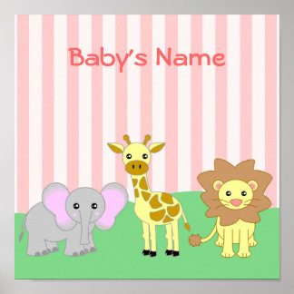 Baby Animals Child's Room Customizable Poster