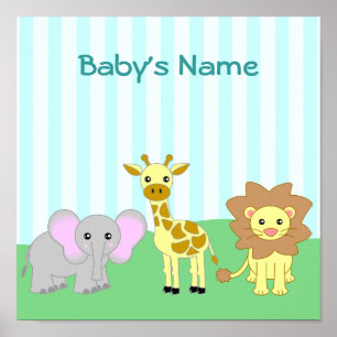 Baby Animals Child's Room Customizable Poster