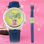 Baby Animals Custom Photo Kids Watch Birthday Gift<br><div class="desc">Make your little one's special day even more memorable with this adorable Tropical Baby Animals Custom Photo Kids Watch! This vibrant, playful timepiece features a delightful array of baby animals nestled among lush green leaves and tropical flowers. The bright and cheerful design will captivate any child, making it both fun...</div>