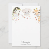 baby animals face mask Baby Shower Thank You Card