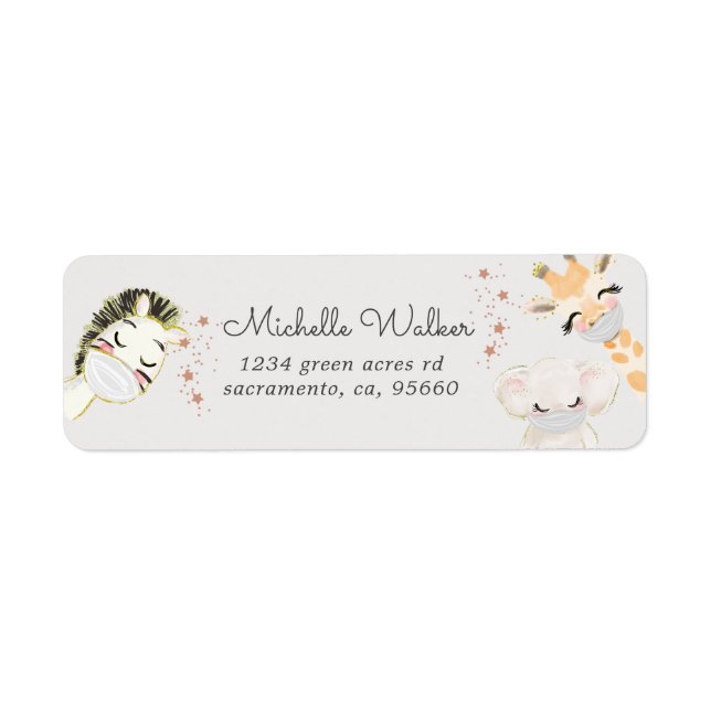 baby animals face masks cute return address (Front)