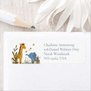 Baby Animals Floral Baby Shower Return Address