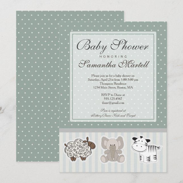 Baby Animals for Baby Shower Invitation (Front/Back)