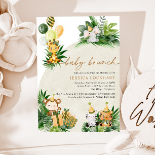 Baby Animals Fun Jungle Safari Party Baby Brunch Invitation