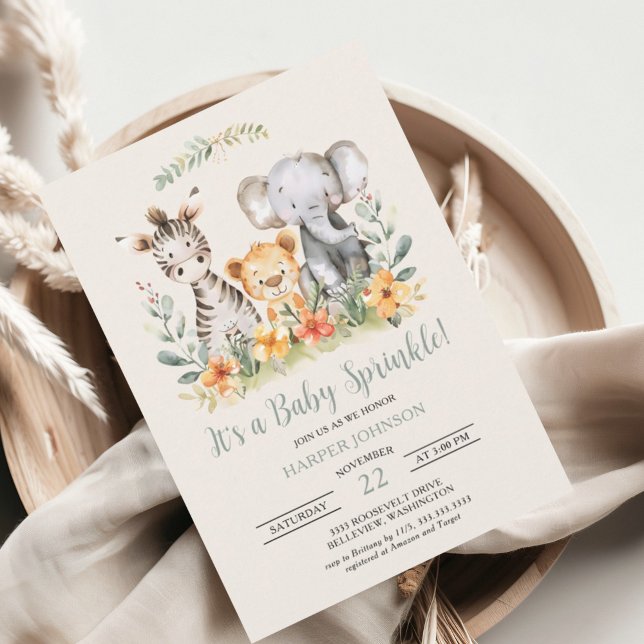 Baby Animals Jungle Safari Zoo Baby Shower  Invitation (Creator Uploaded)