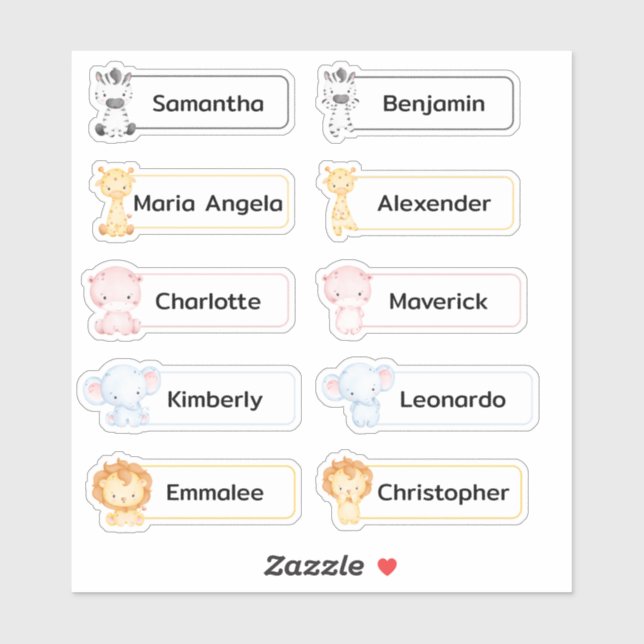 Baby Animals Multiple Name Stickers (Sheet)
