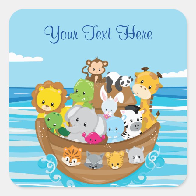 Baby Animals | Noah's Ark | Personalized Square Sticker (Front)