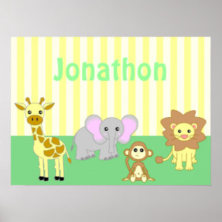 Baby Animals Nursery Poster/ Print - Child's Name