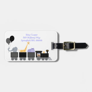 Baby Animals On A Train Luggage Tag