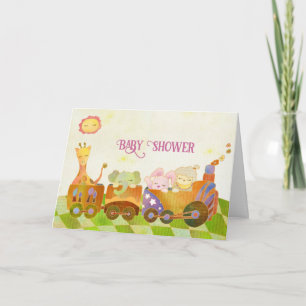 Baby Animals on Choo Choo Train: Baby Shower Invitation