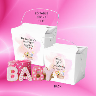 Baby Animals Safari In Pink Hot Air Balloon Favor Box