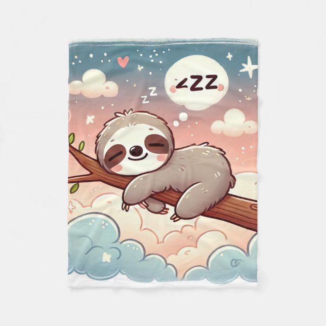 Baby Animals - Sleeping Sloth Nursery Wall Art Fleece Blanket (Front)