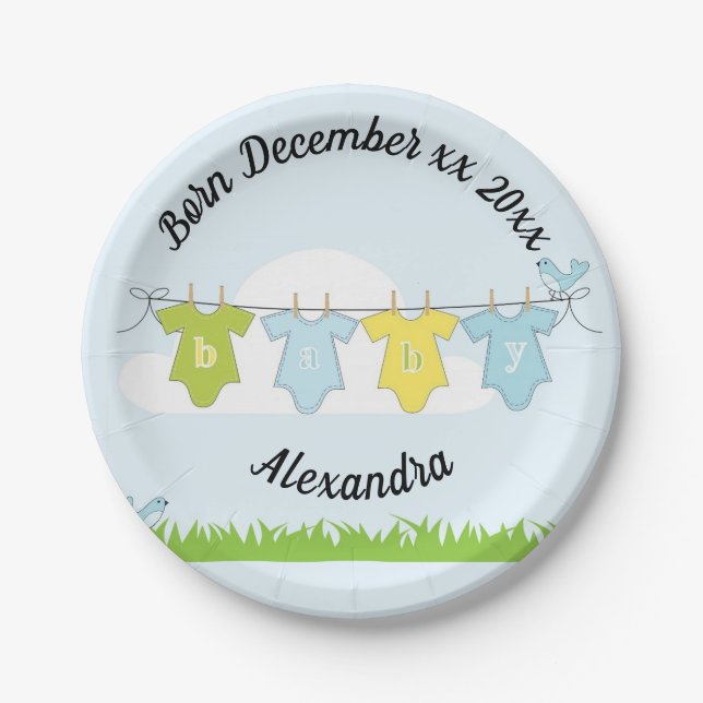 Baby Annoucement  Paper Plate (Front)