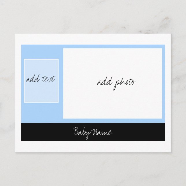 Baby Announcement: Blue Announcement Postcard (Front)