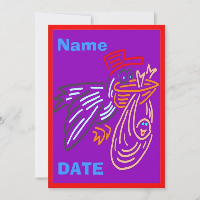 Baby Announcement, edit name, colours Announcement (Front)