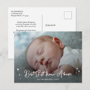 Baby Announcement Elegant Script Photo Christmas