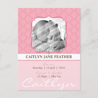 BABY ANNOUNCEMENT :: elegantly framed 6 Postcard