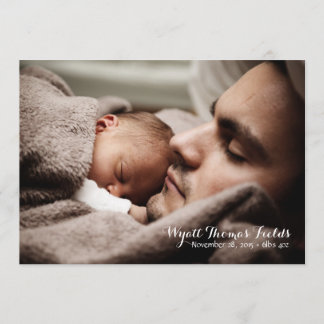 Baby Announcement in simple white script