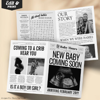 Baby Announcement Newspaper Pregnancy Reveal