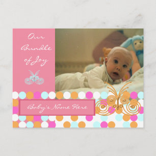 Baby Announcement Pink Postcard