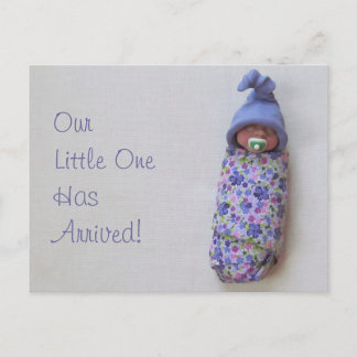 Baby Announcement: Polymer Clay Baby Announcement Postcard
