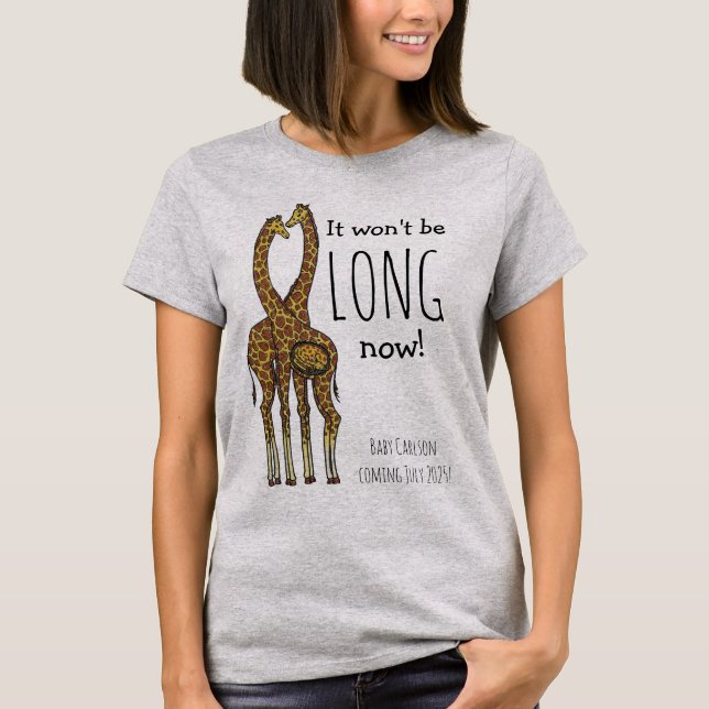 baby announcement Pregnant Giraffe T-Shirt (Front)